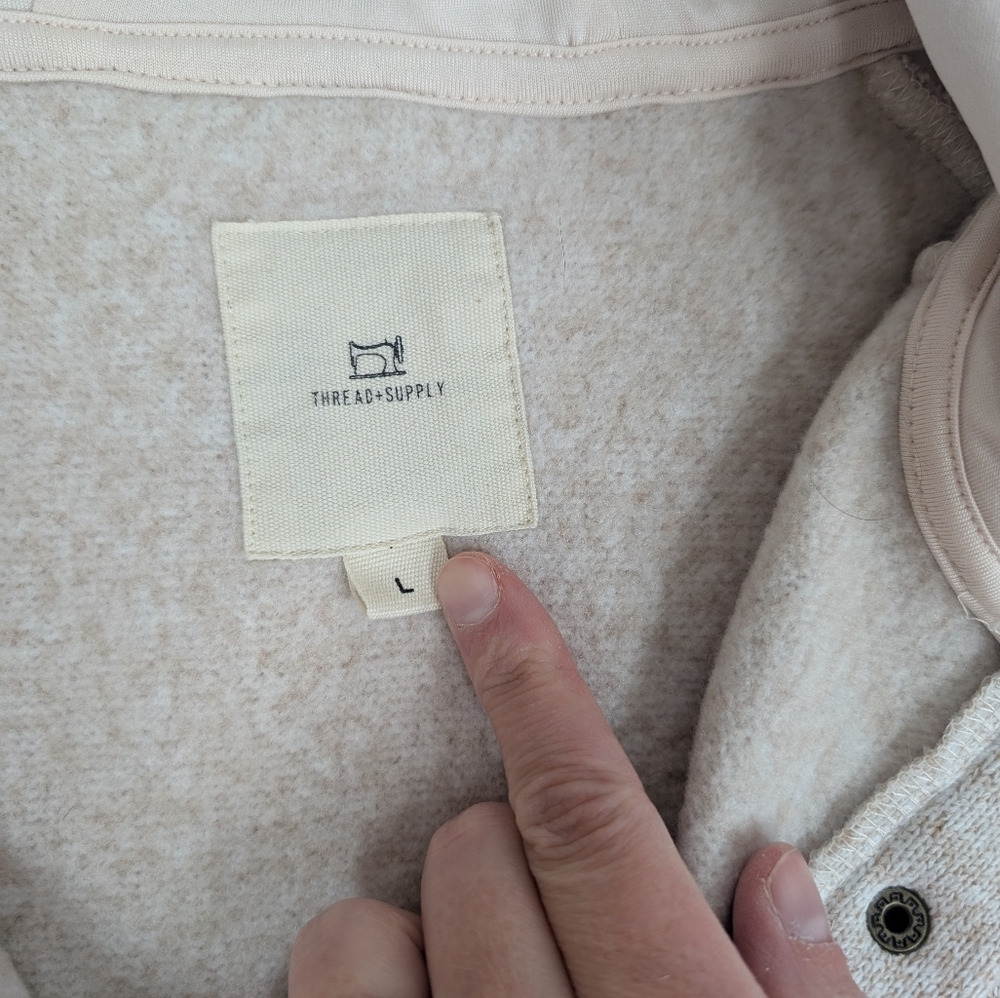 Thread Supply Cream Tan Hooded Sweatshirt Large [59] - Picture 7 of 9